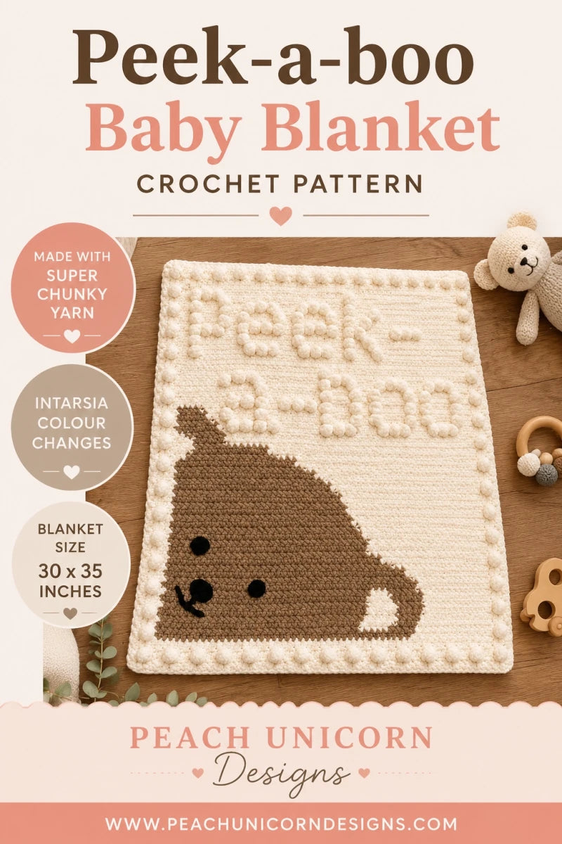 Peek-a-boo Bear Baby Blanket Crochet Pattern | Super Chunky Blanket PDF