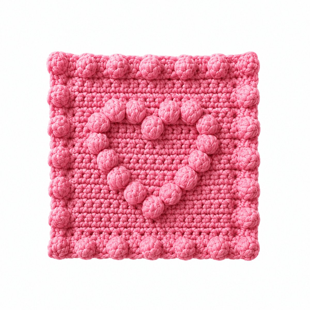 Close up of heart motif, crochet pattern