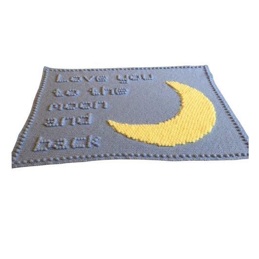 Crochet Pattern for Intarsia Baby Blanket Love you to the Moon and Back Puff Stitch