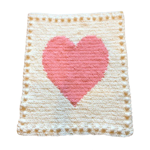 Free Chunky Baby Blanket Crochet Pattern Intarsia Heart Puff Stitch Bobble
