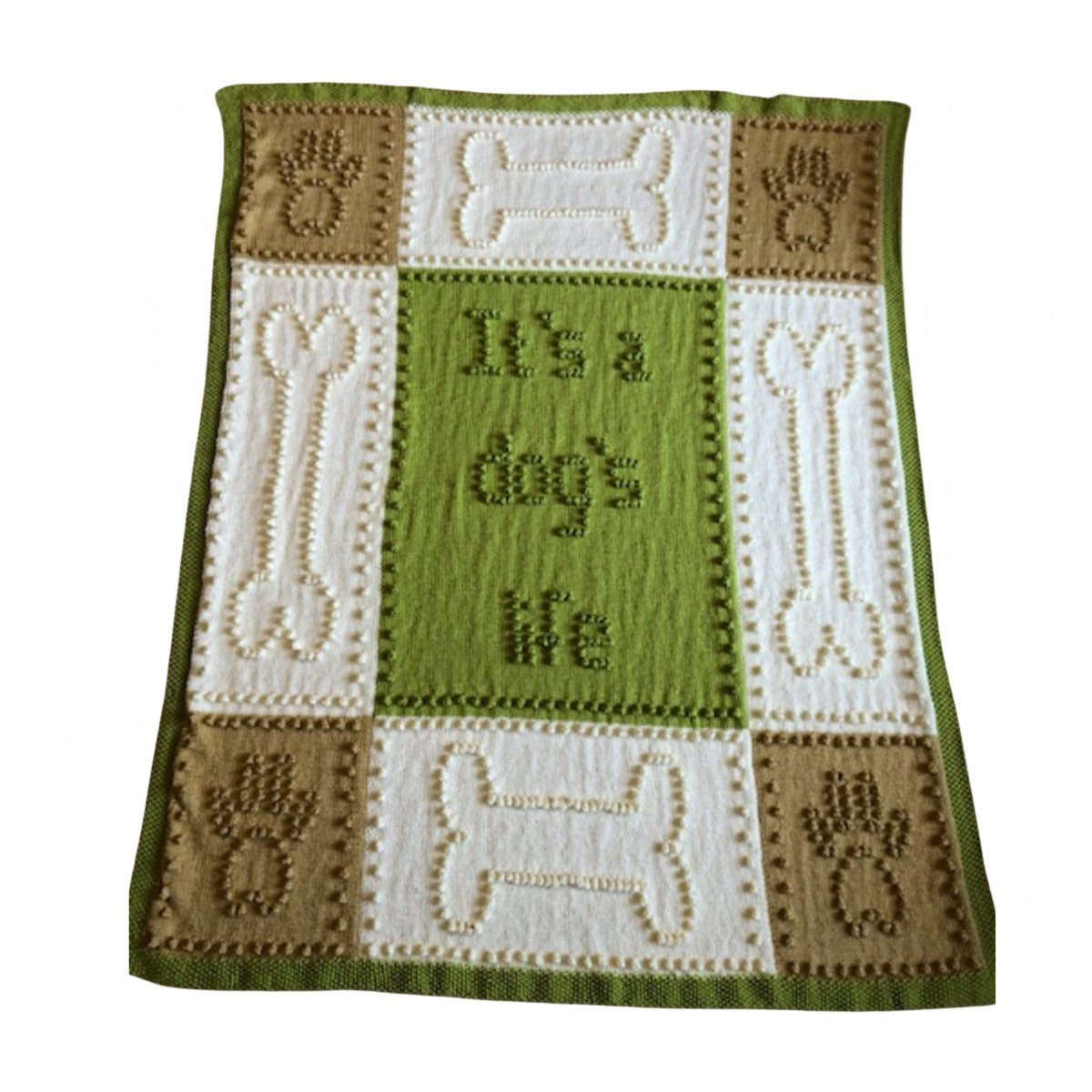 KNITTING PATTERN for Dog Blanket Bobble Stitch Intarsia Plain
