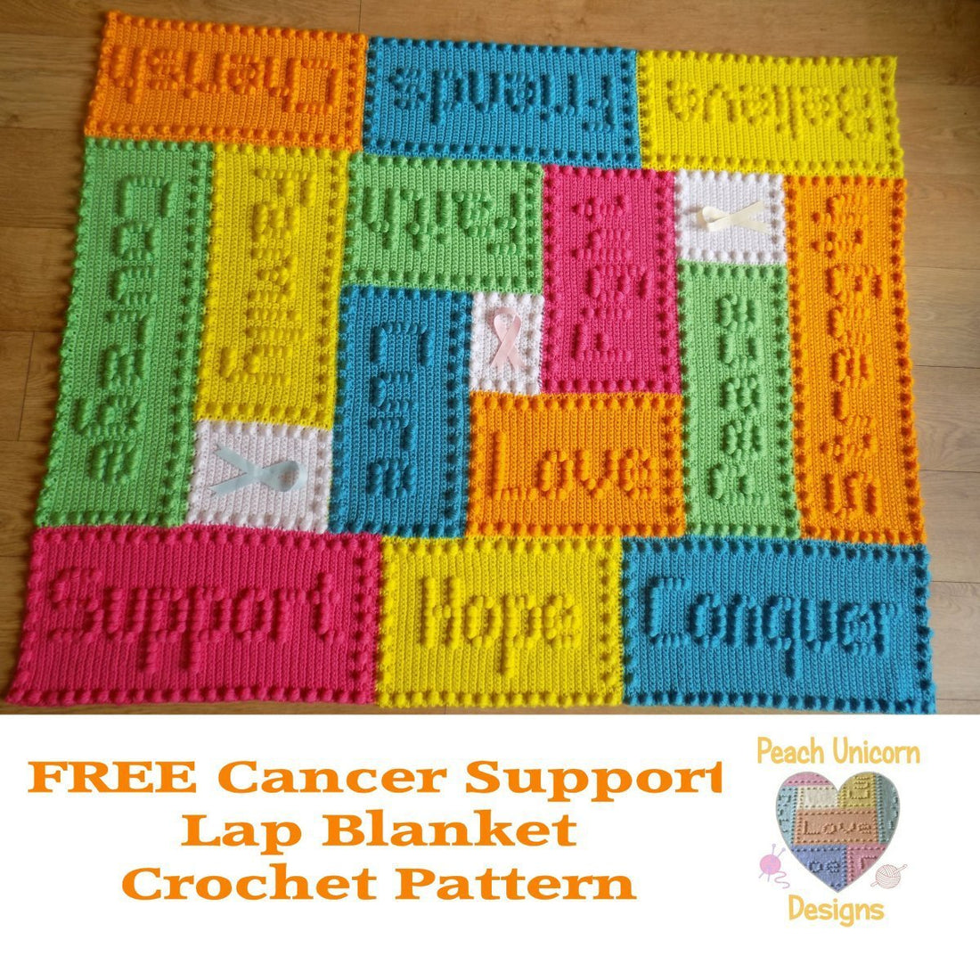 Free Crochet Pattern for Cancer Patient Support Lap Blanket , Puff stitch Popcorn Bobble. Peach Unicorn Designs Download