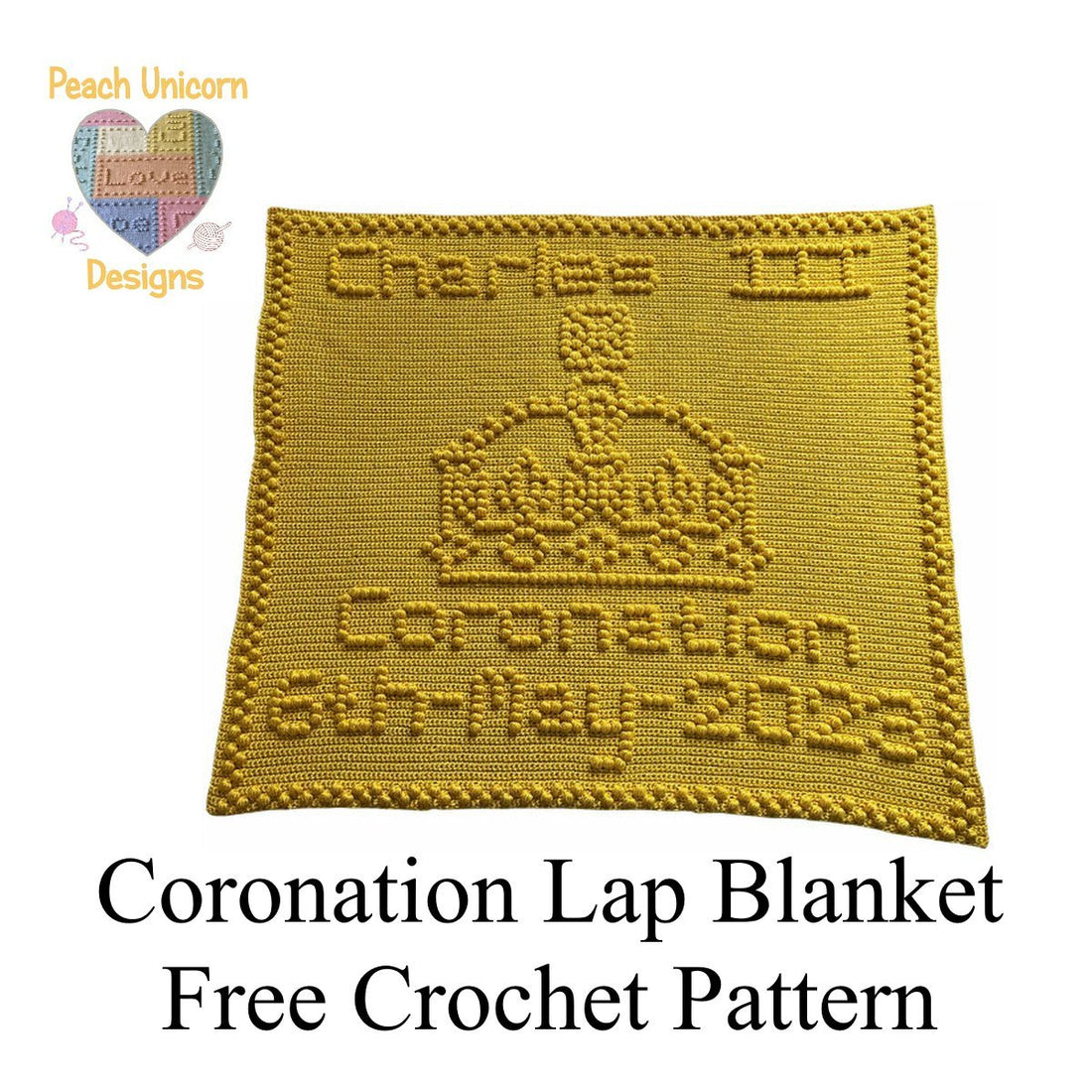 Free Crochet Pattern for Lap Blanket to celebrate King Charles III