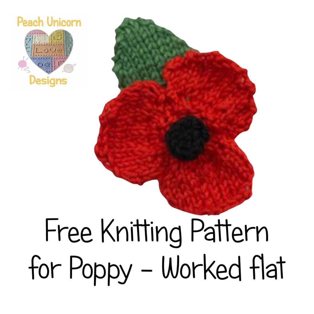 Free knitting pattern for Remembrance Poppy with straight needles