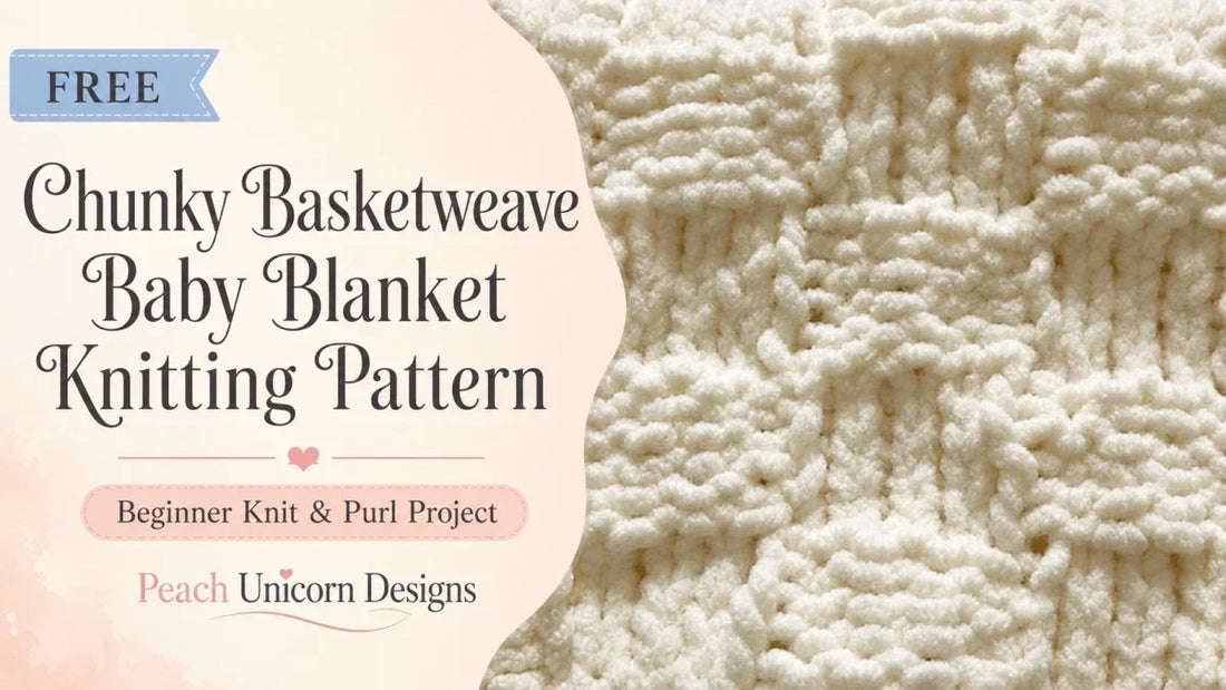 Free Chunky Basketweave Baby Blanket knitting pattern featuring a close-up of the cream knit and purl basketweave texture.