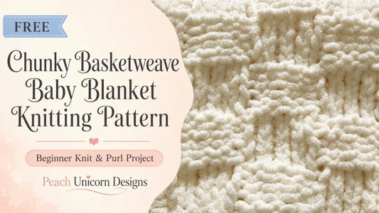 Free Chunky Basketweave Baby Blanket knitting pattern featuring a close-up of the cream knit and purl basketweave texture.