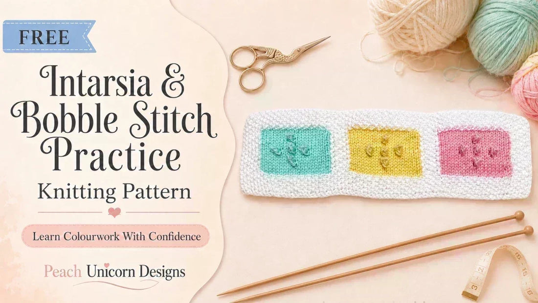 Practise intarsia colourwork and bobble stitch with this free knitting pattern, including written instructions, charts, step-by-step help and video support.