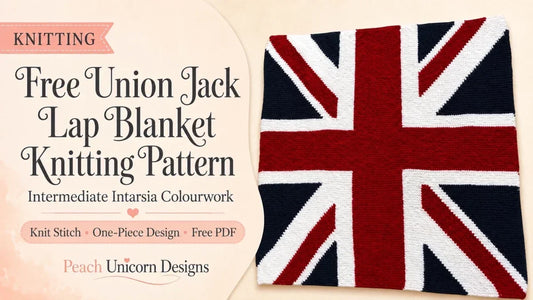 Free Union Jack lap blanket knitting pattern using knit stitch and Intarsia colourwork