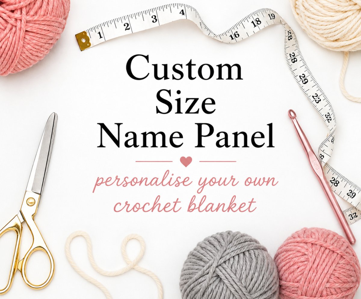 Custom size crochet name panel chart for personalised puff stitch blankets