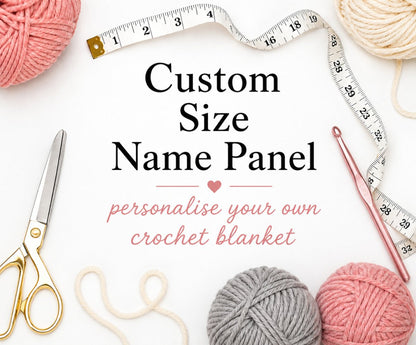Custom size crochet name panel chart for personalised puff stitch blankets