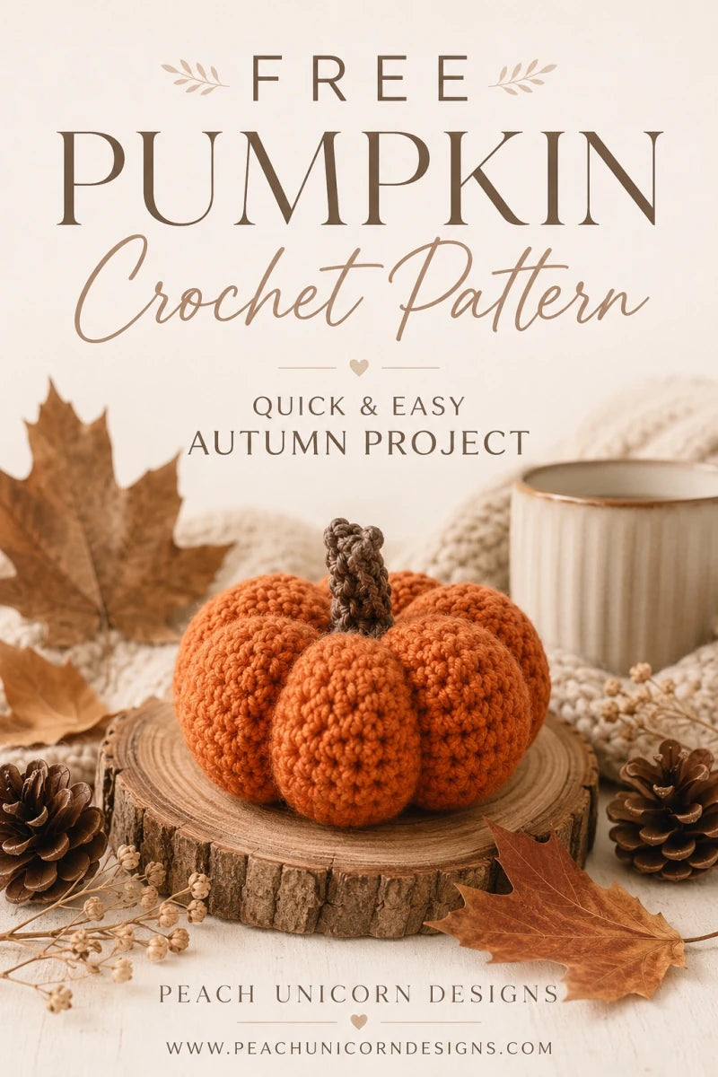 Free pumpkin crochet pattern quick and easy autumn project by Peach Unicorn Designs