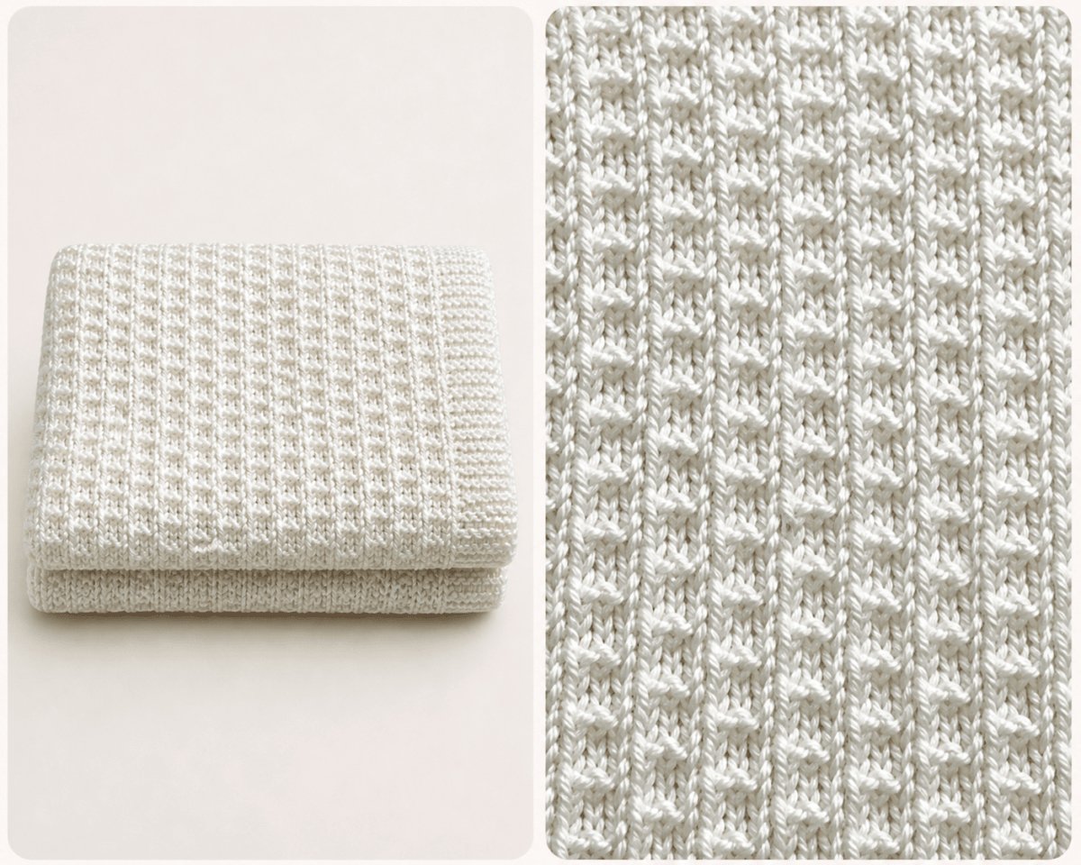 Close up of the Ladders baby blanket knitting stitch pattern