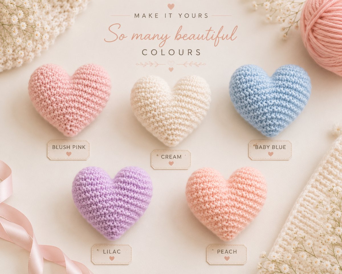 Free Flat Knit Heart Pattern – Easy 3D Heart PDF – Peach Unicorn