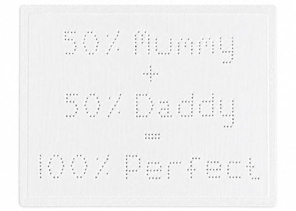 100 Percent Perfect baby blanket knitting pattern with eyelet message and worked flat in one piece in white