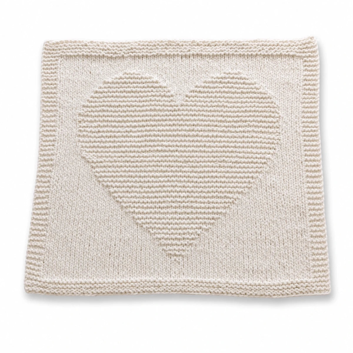 Cream Simple Chunky Heart Baby Blanket knitting pattern with a large raised heart motif