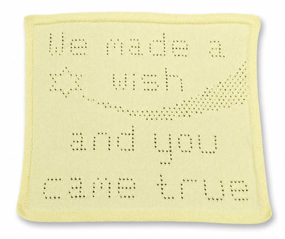 We Made a Wish baby blanket knitting pattern displayed on a white background with soft shadow