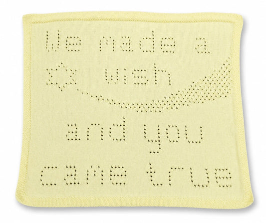 We Made a Wish baby blanket knitting pattern displayed on a white background with soft shadow