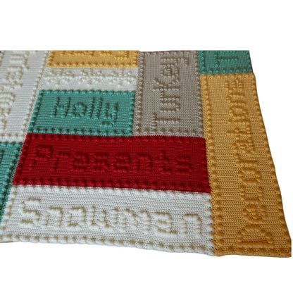 Christmas Crochet Blanket Pattern Words Puffs Throw Motifs 