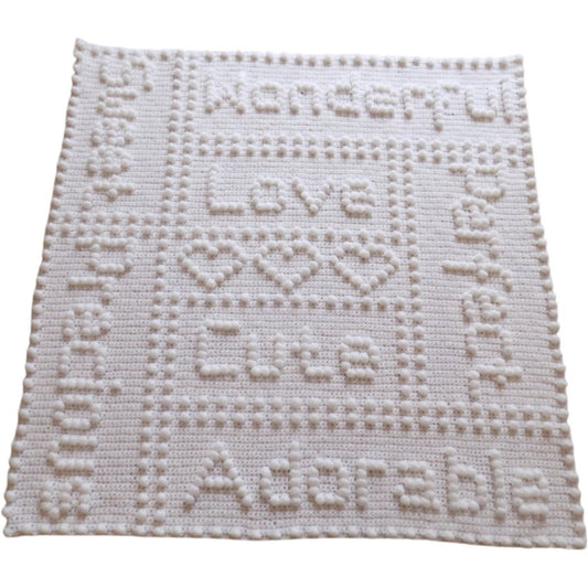 Precious Baby Blanket Crochet Baby Blanket Pattern Precious One Piece Adorable Puff Stitch Words Blue