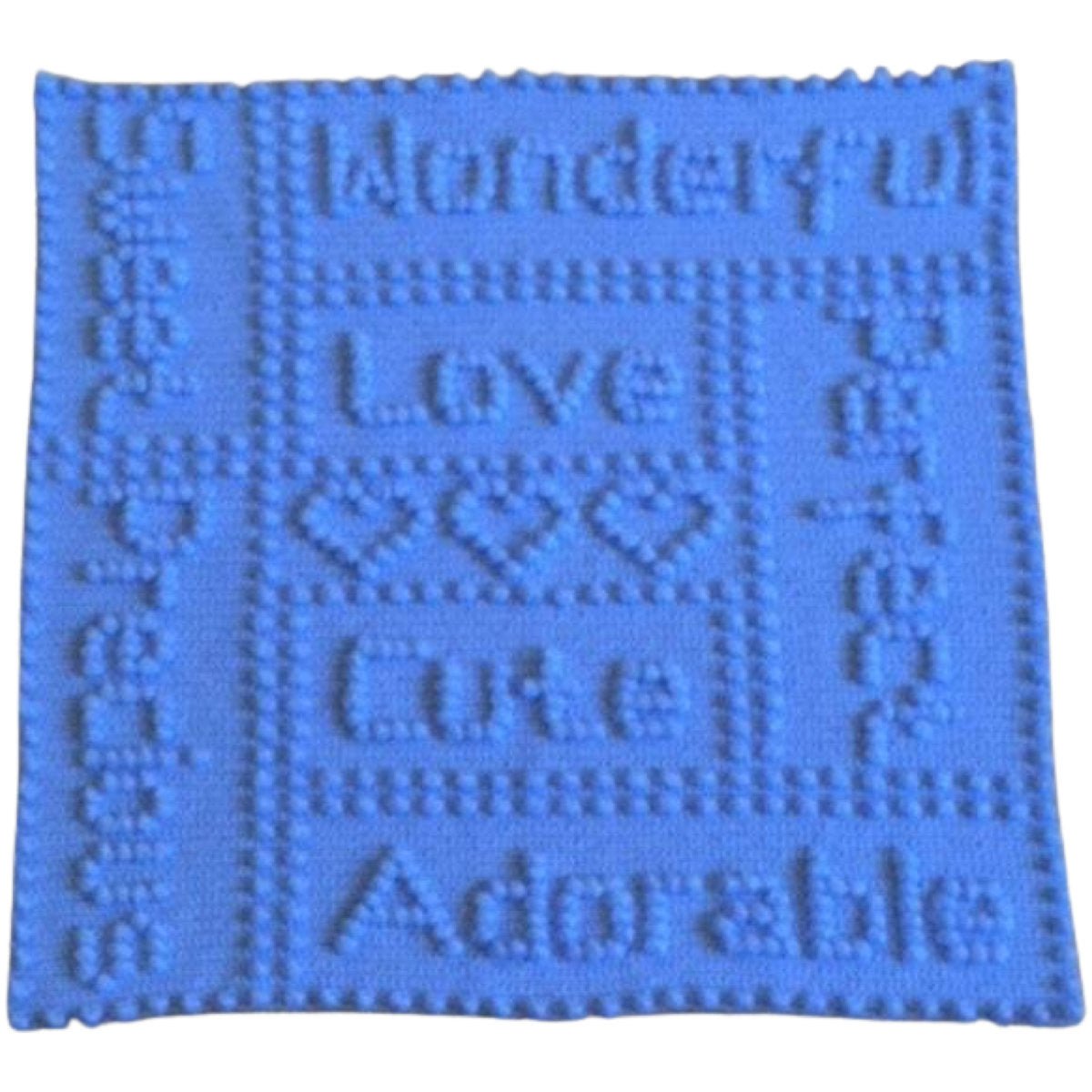 Precious Baby Blanket Crochet Pattern for Babies Blanket Precious One-piece Adorable Puff Stitch Words Blue