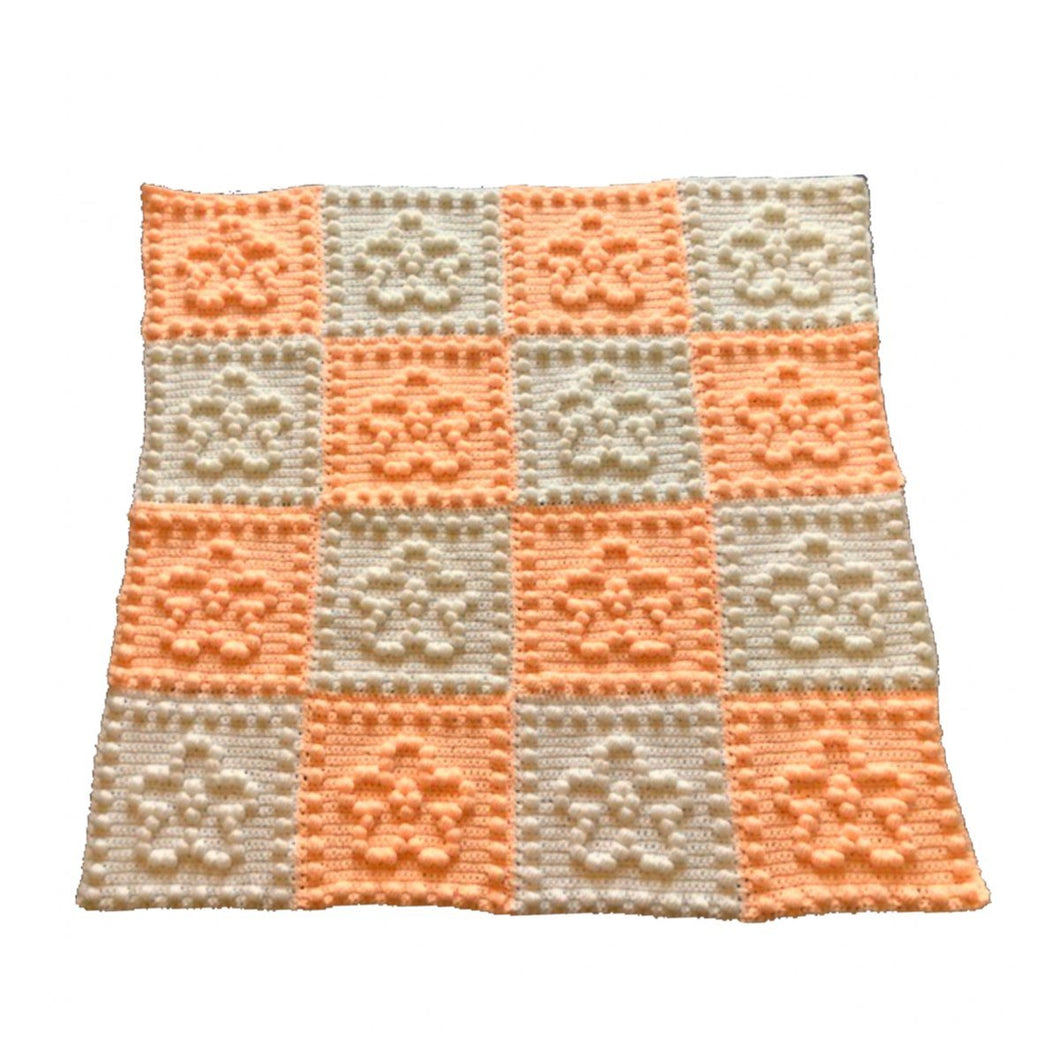 Crochet Pattern for Baby Blanket Flower Motifs Bobble Puff