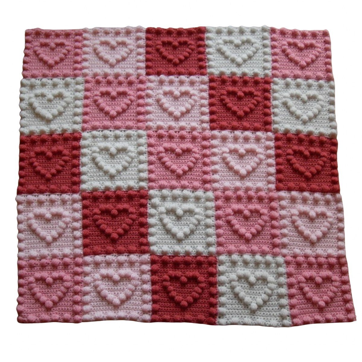 Heart Motifs Baby Blanket Crochet Pattern for Baby Blanket Heart Motifs Puff Stitch Bobbles 