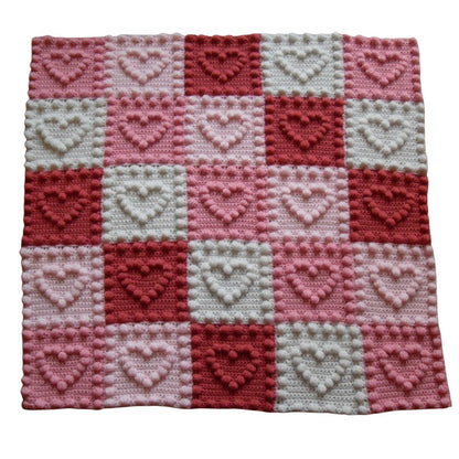 Heart Motifs Baby Blanket Crochet Pattern for Baby Blanket Heart Motifs Puff Stitch Bobbles 