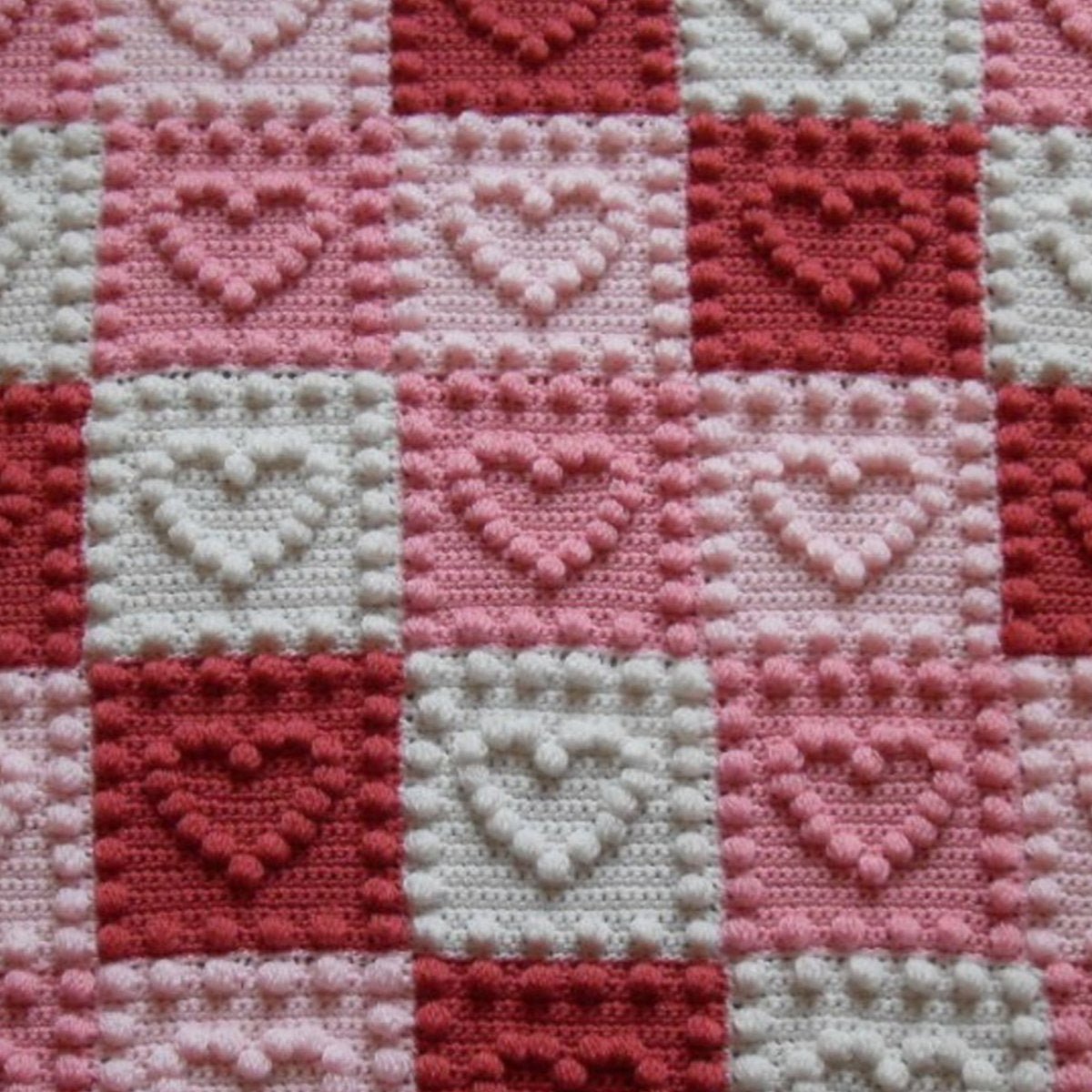 Bobble Stitch Crochet Blanket Pattern Bobble Stitch Crocheted Baby Blanket  With Hearts Heart Full Of