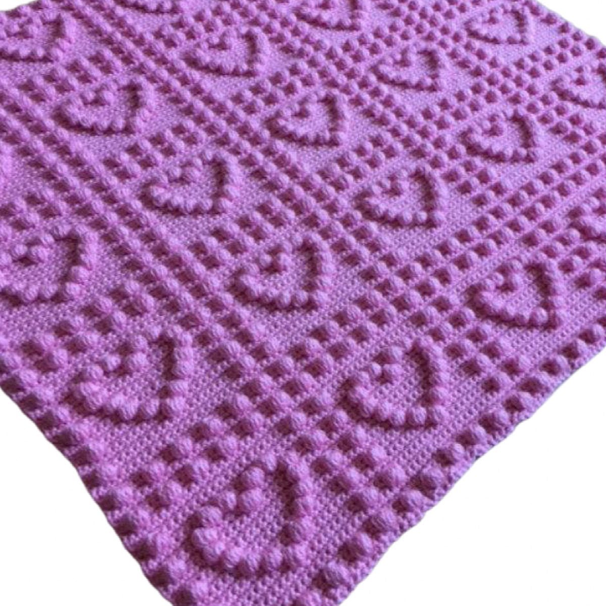 Love Hearts Baby Blanket Crochet Pattern for Baby Blanket Hearts 1-Piece Puff Stitch