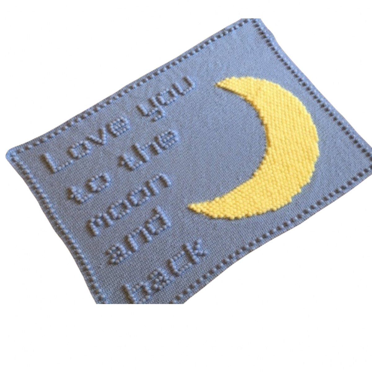 Crochet Pattern for Baby Blanket Love you to the Moon and Back Intarsia Puff Stitch