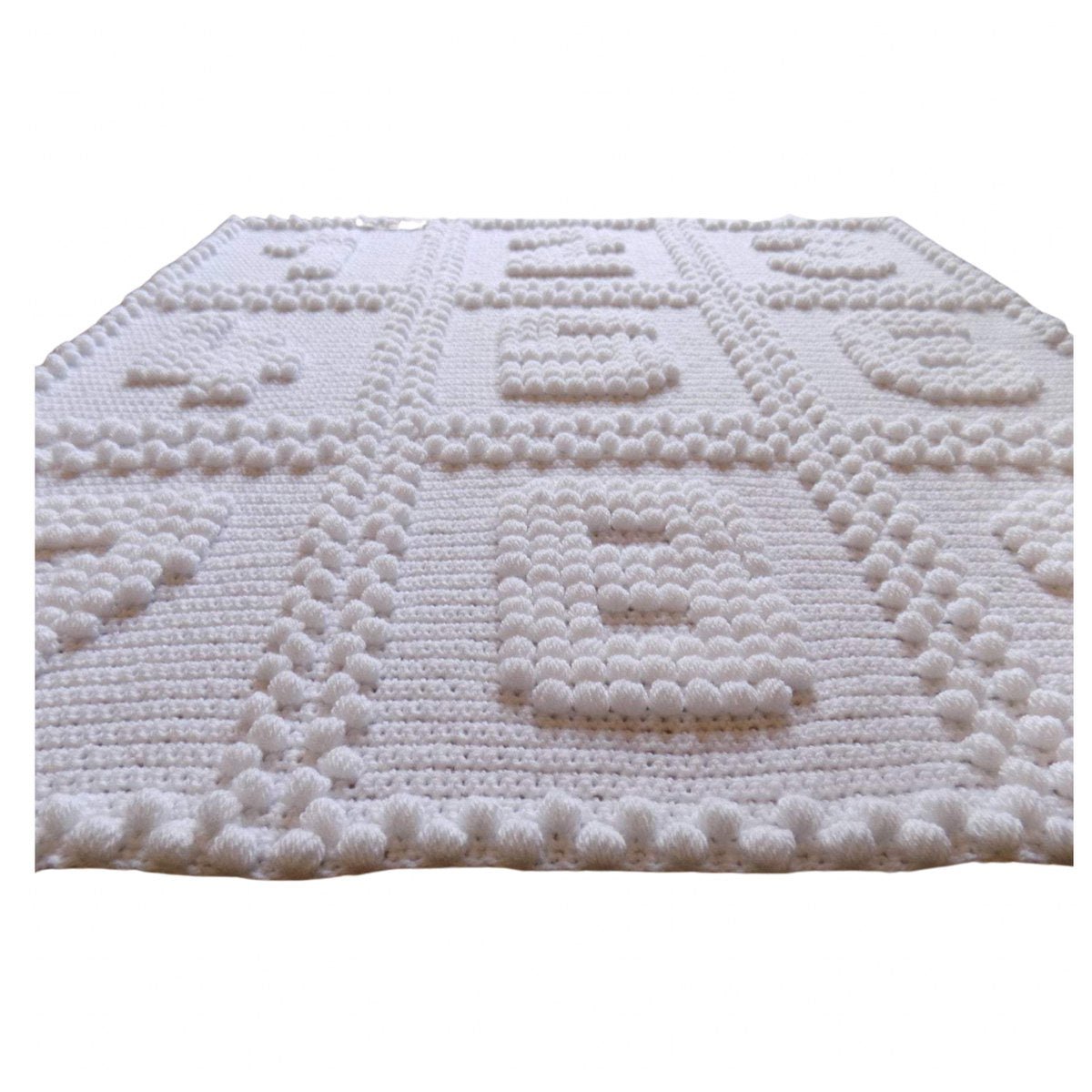 Crochet Pattern for Baby Blanket Numbers One-Piece Bobbles Puff Stitch