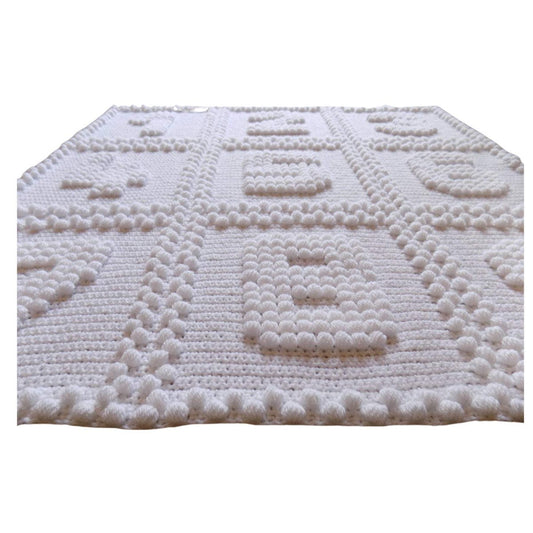 Crochet Pattern for Baby Blanket Numbers One-Piece Bobbles Puff Stitch