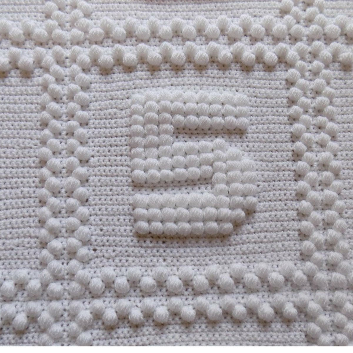 Crochet Pattern for Baby Blanket Numbers One-Piece Puff Stitch Bobble 5 