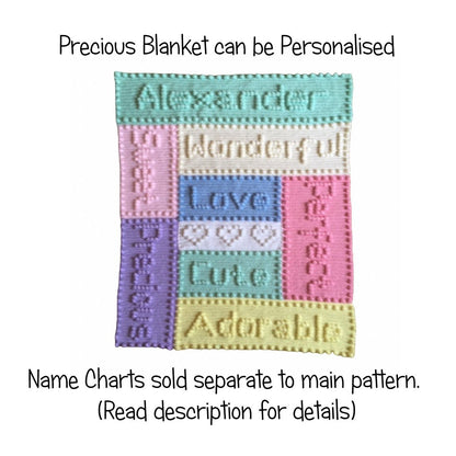 Precious Baby Blanket Crochet Pattern for Baby Blanket Precious Personalised with name panel