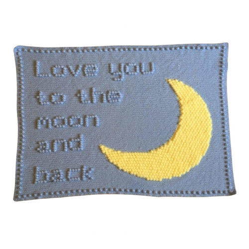 Crochet Pattern for Baby Blanket Puff Stitch Love you to the Moon and Back Intarsia