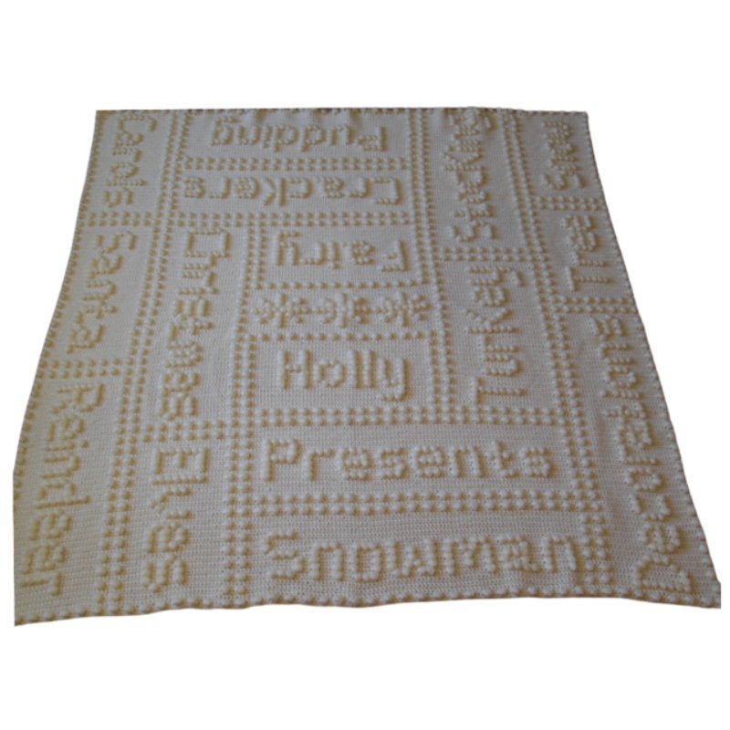 Christmas Words Blanket CROCHET PATTERN - One-piece version