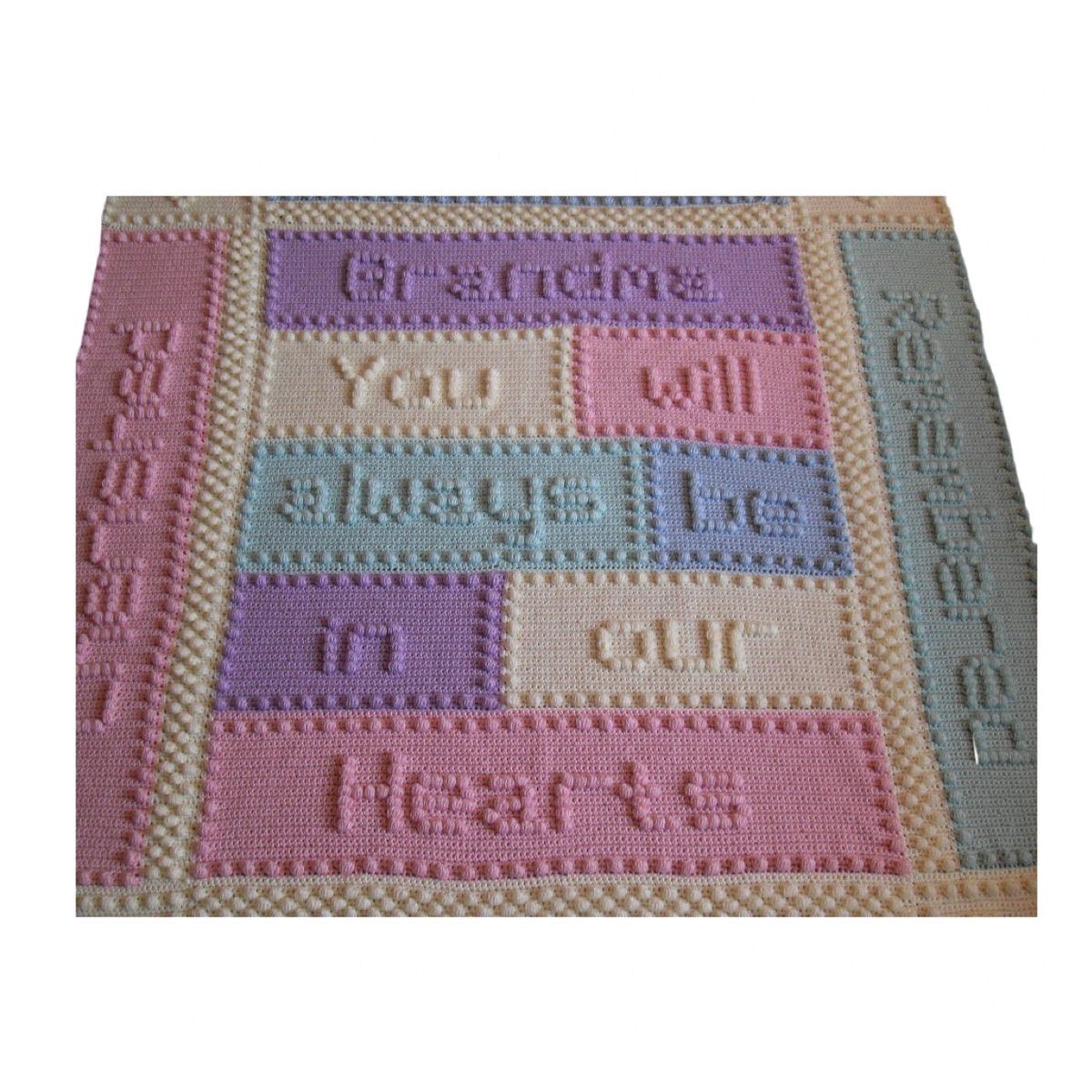 Crochet Pattern for Grandma Lap Blanket Adult Throw Bereavement Mermorial Goodbye Remembrance 