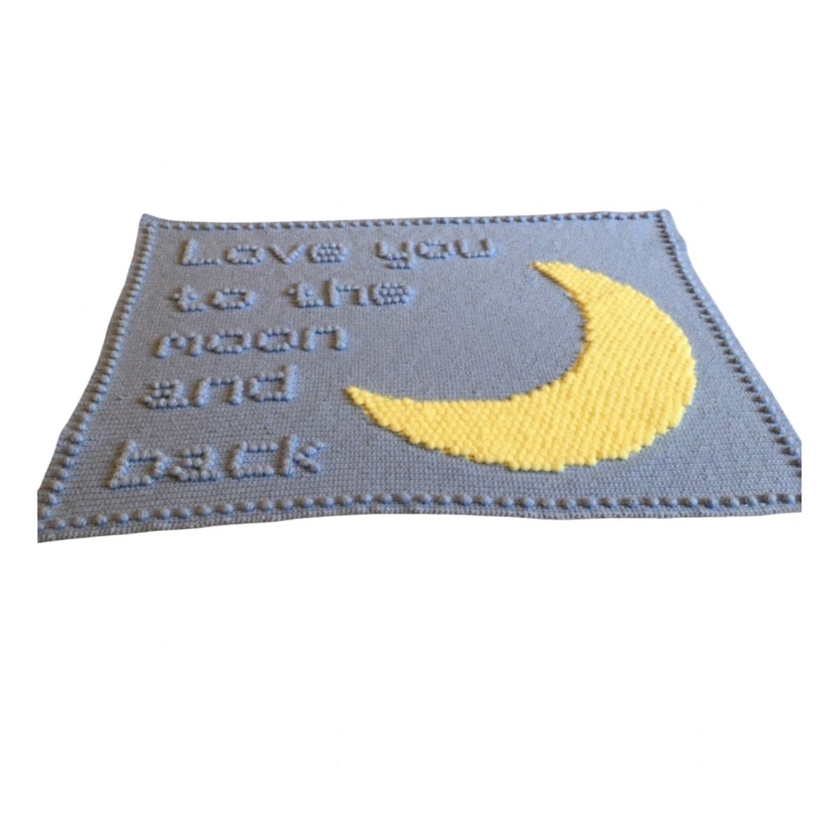 Crochet Pattern for Intarsia Baby Blanket Love you to the Moon and Back Puff Stitch