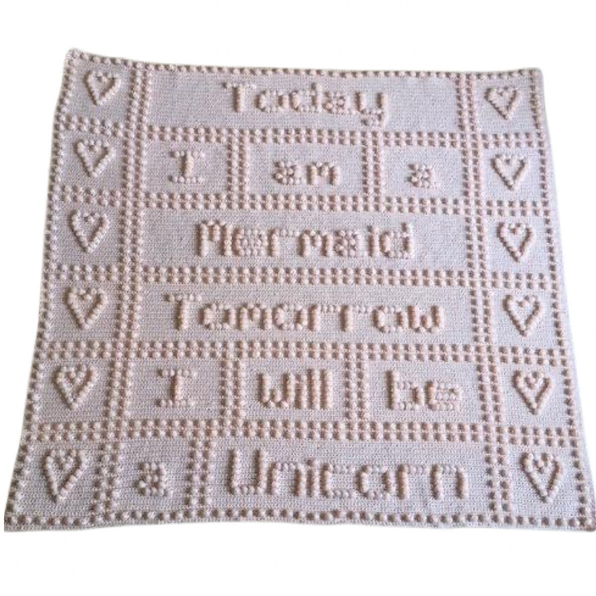 Crochet Pattern for Kids Blanket Mermaid Unicorn Bobbles Hearts Childs Puff Stitch 