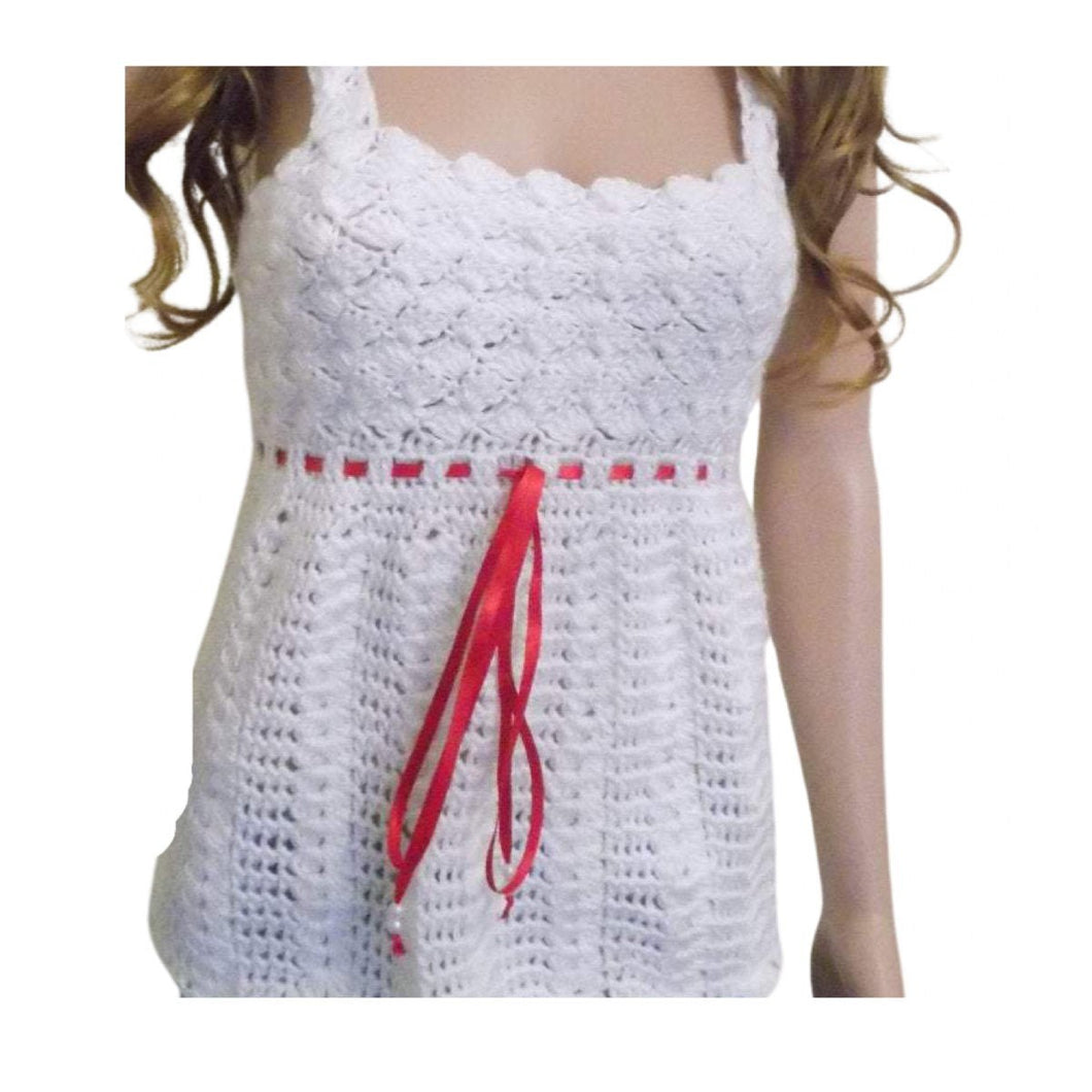 Crochet Pattern for Ladies Top Bumps Lace Ribbon 