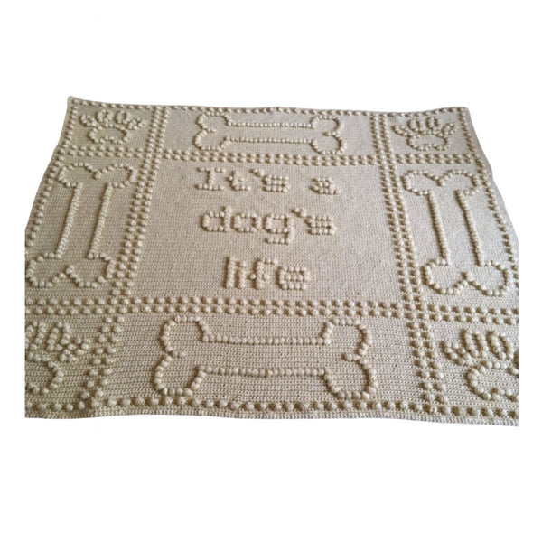 It's a Dog's Life Dog Blanket CROCHET PATTERN one-piece