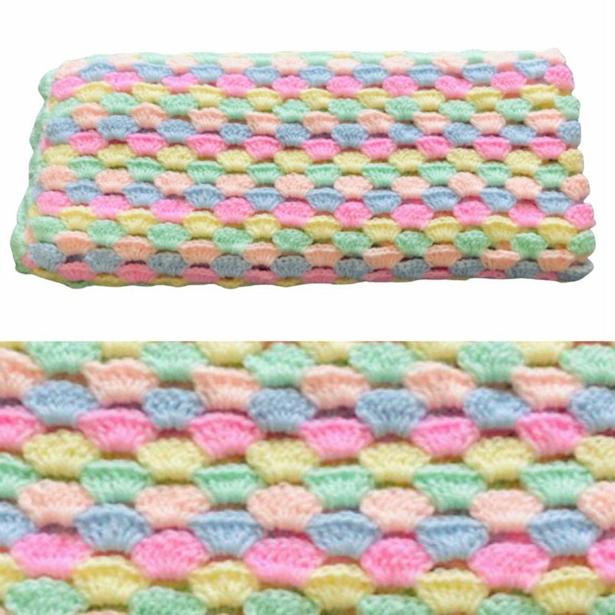 Chain Stitch Easy Single Crochet Baby Blanket Pastel Shells Baby