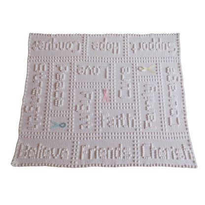 Free Crochet Pattern for Throw Blanket Cancer One-Piece Charity Words Supportive 