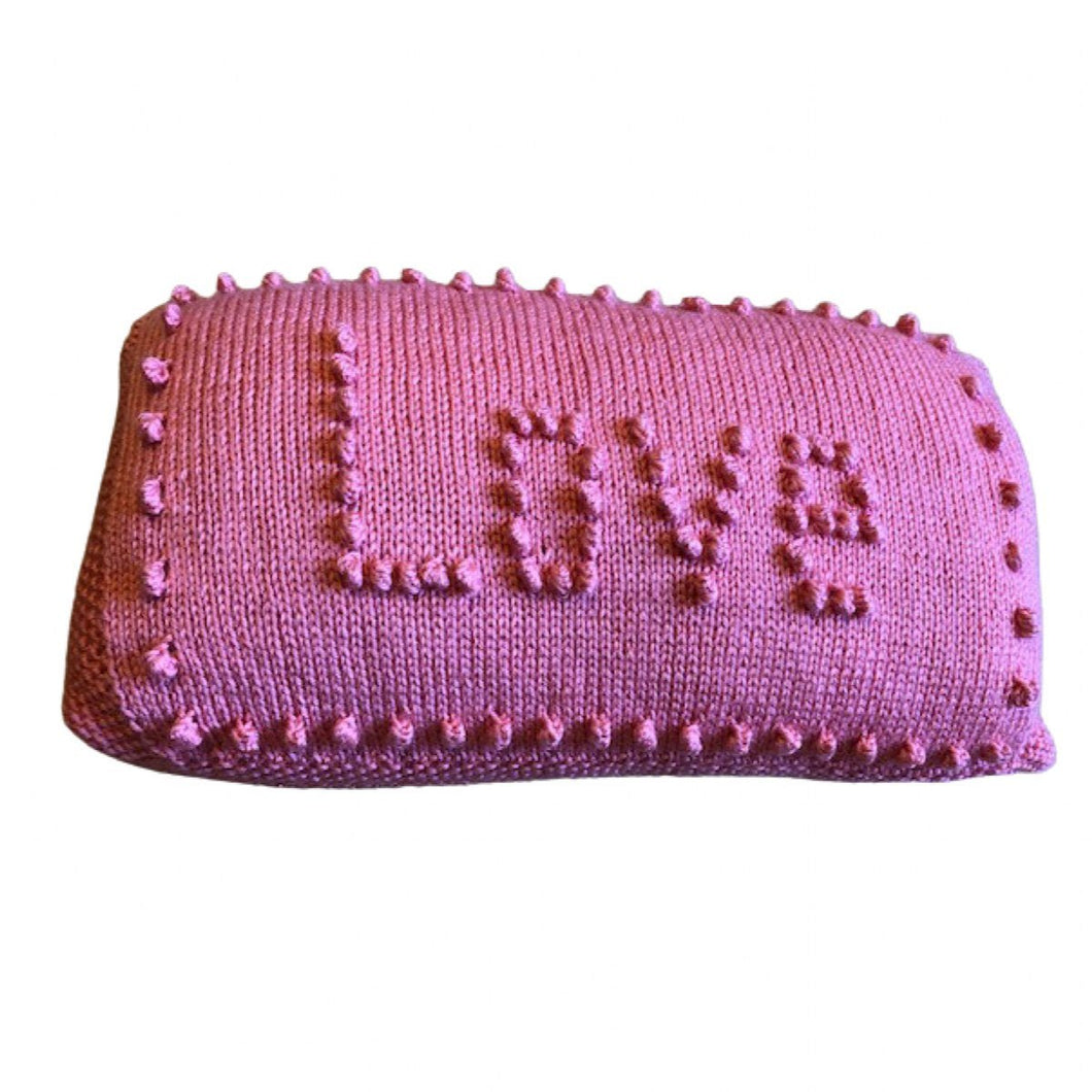 Free Knitting Pattern for Love Pillow Cushion Learn Bobble Stitch Knit