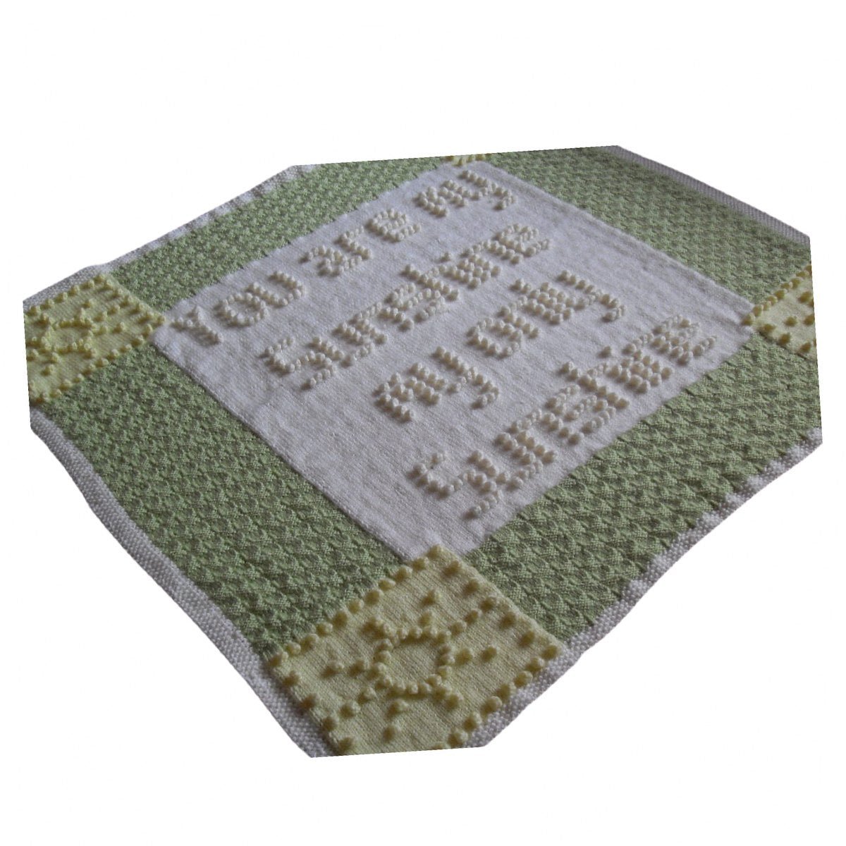 Knitting Pattern for Baby Blanket You are my Sunshine Sun Only Bobble Stitch