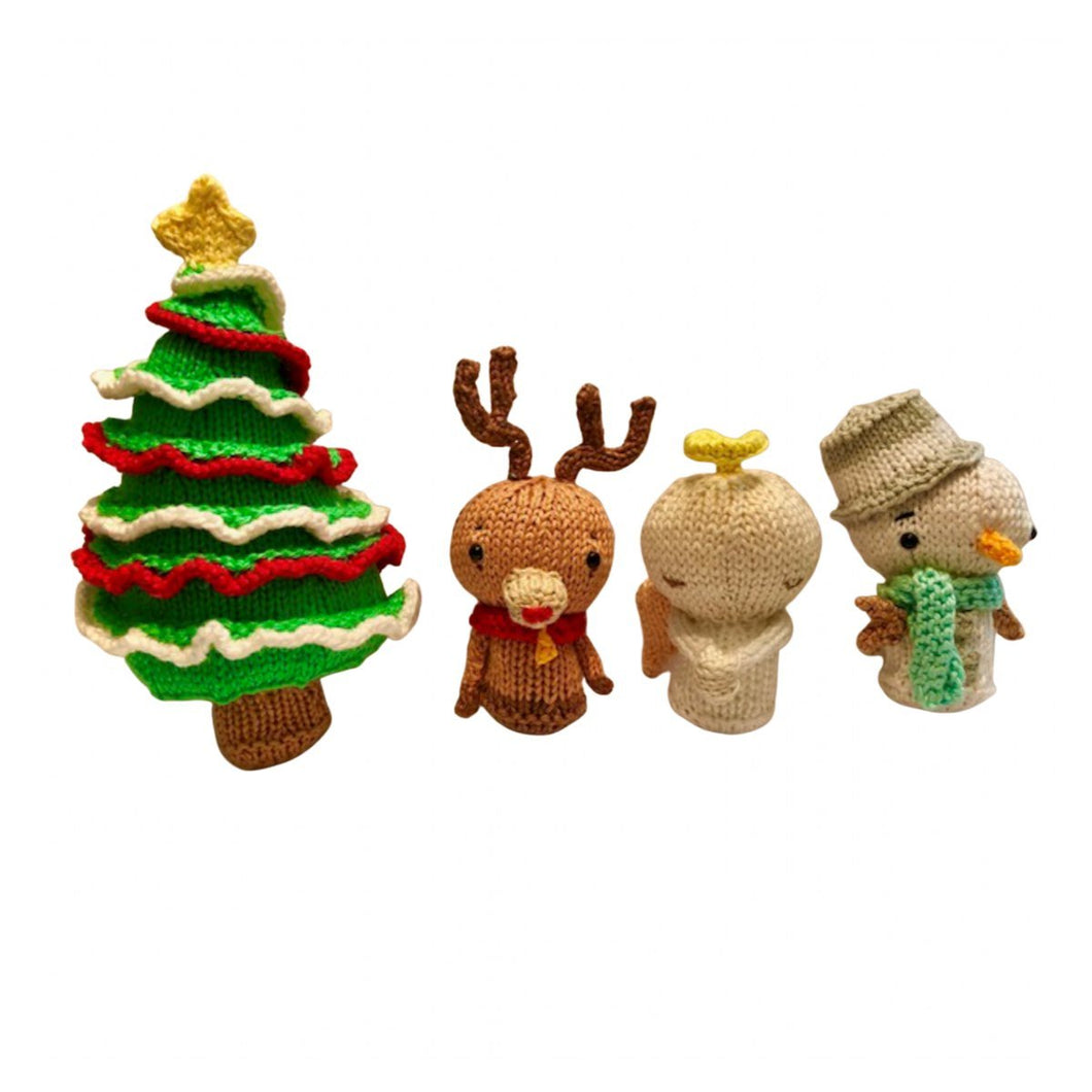Knitting Pattern for Christmas Characters Set 2 Snowman Reindeer Angel Tree Xmas Decorations