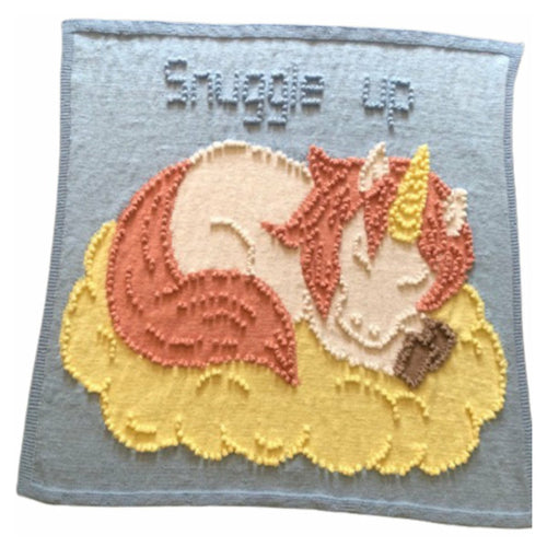 Knitting Pattern for Kids Blanket Unicorn Sleeping Intarsia Bobble