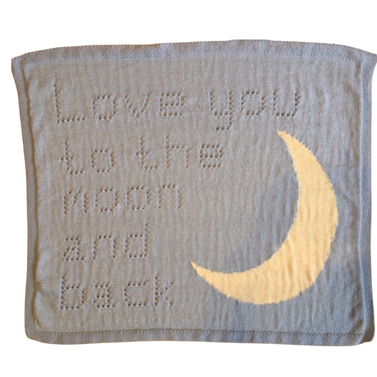 Knitting Pattern for Lace Baby Blankets Love you to the moon and Back Words Intarsia