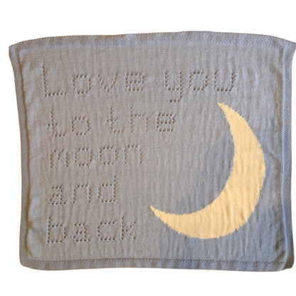 Knitting Pattern for Lace Baby Blankets Love you to the moon and Back Words Intarsia