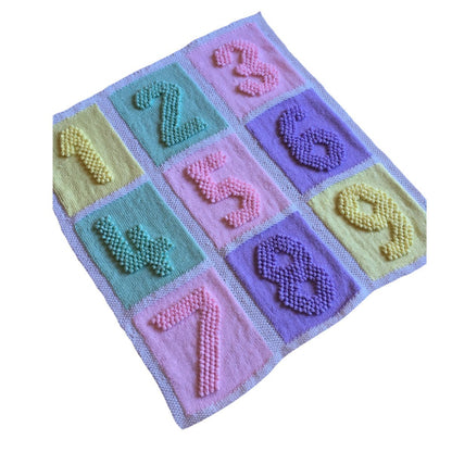 Number Squares Baby Blanket Knitting Pattern for Numbers Baby Blanket Bobbles Modern